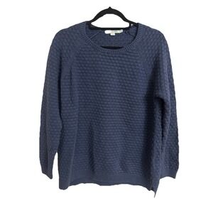 BODEN Womens Round Neck Navy Sweater US 10/UK 14 Large Navy Blue 100% Cotton